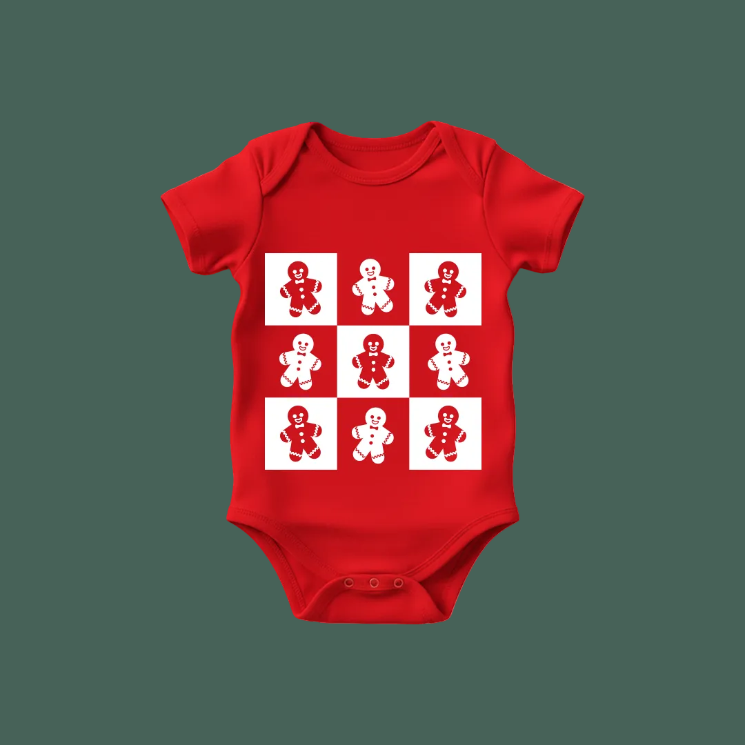 White & Red Gingerbread Checkerboard Family Shirts - Cute Holiday Matching Outfit