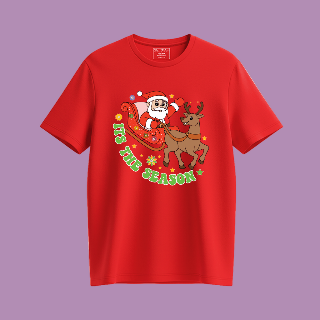 Christmas season T-shirt | Santa Sleigh reindeer t-shirt | Santa t-shirt Matching Family outfit
