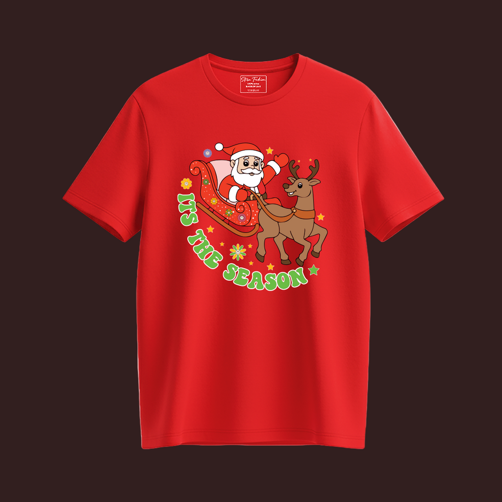 Christmas season T-shirt | Santa Sleigh reindeer t-shirt | Santa t-shirt Matching Family outfit