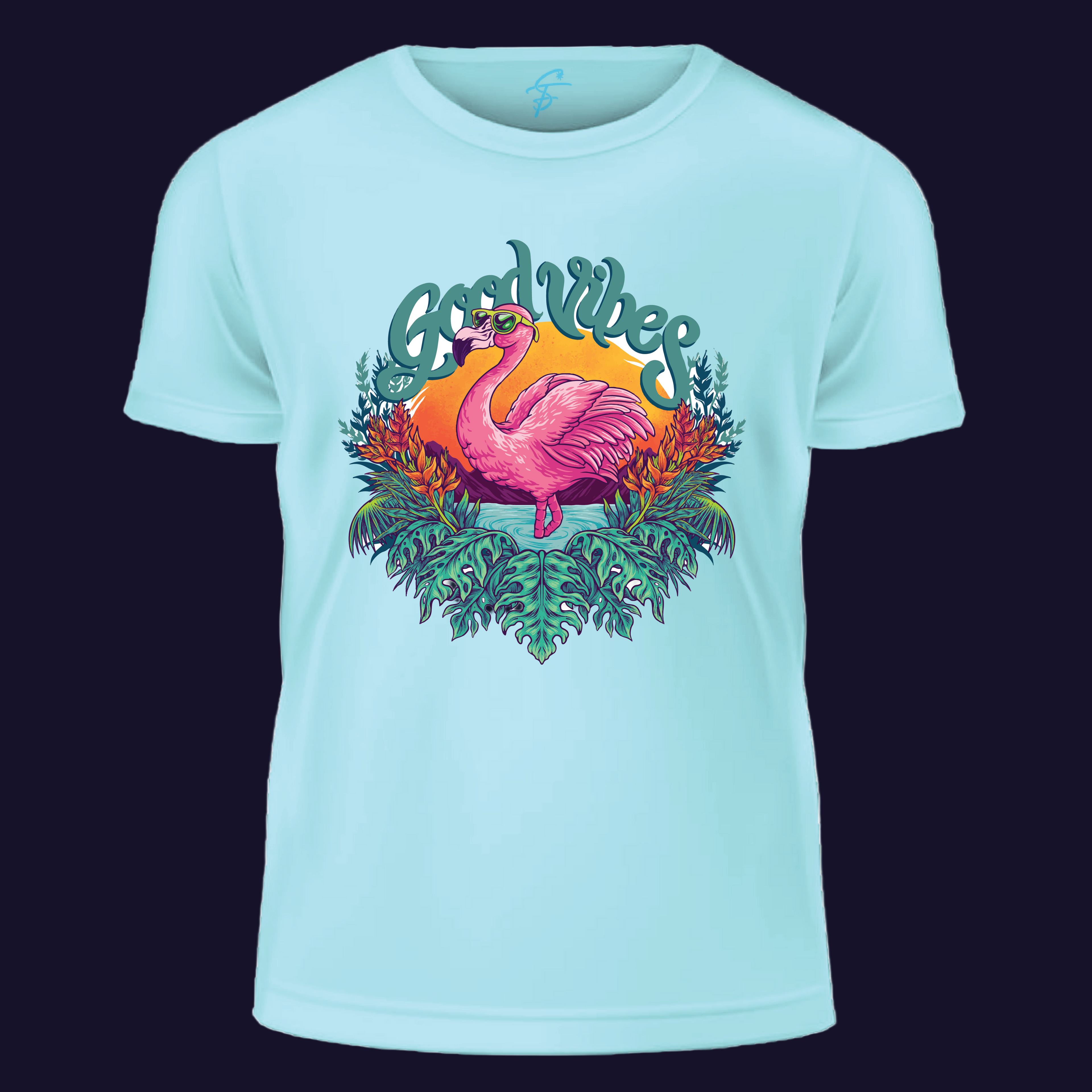 Good Vibes Flamingo T-Shirt  Summer Beach Aesthetic Graphic Tee  for Men & Women