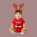 Infant red Reindeer Antler Headband Romper | Cutest Reindeer of all | Red Romper | Christmas Romper