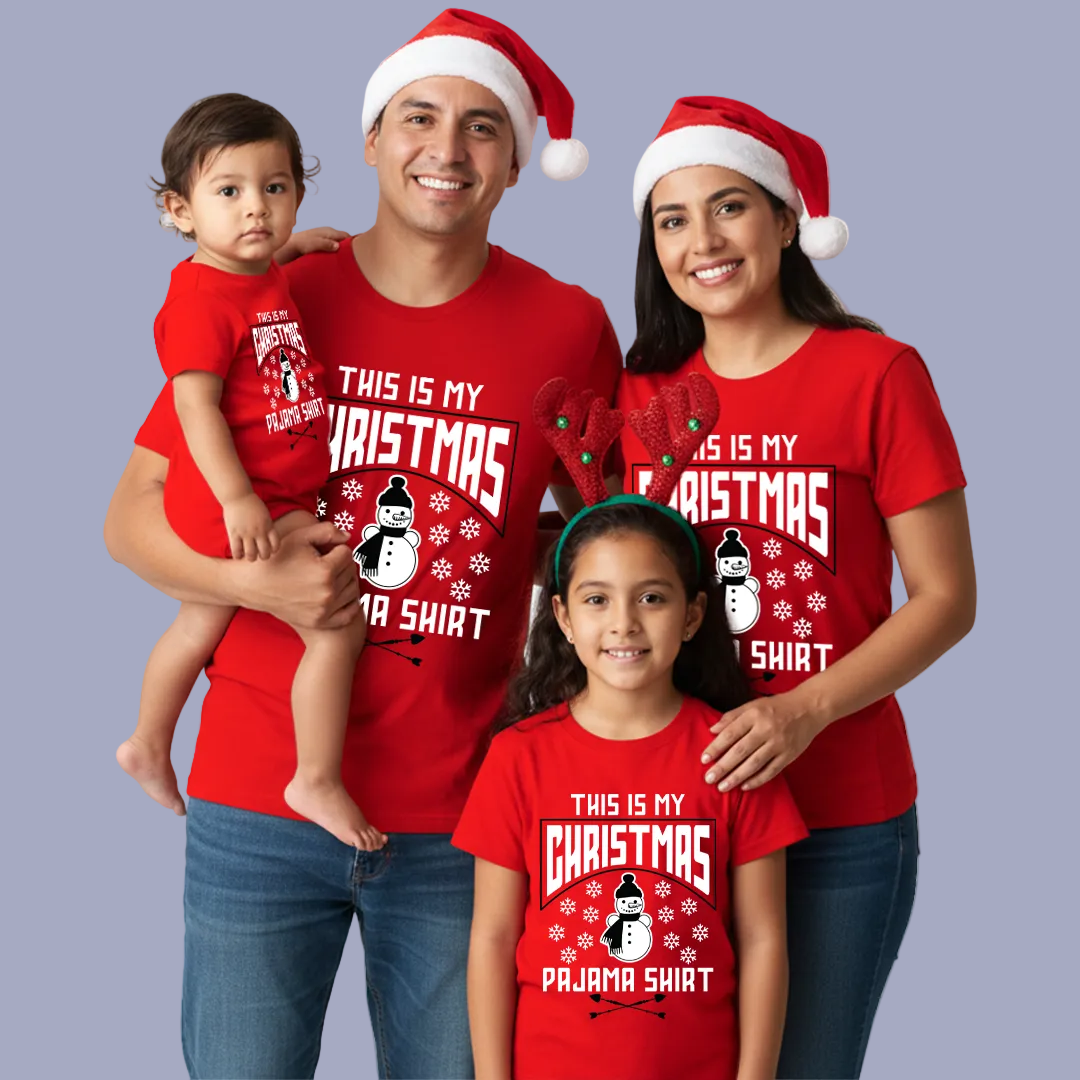 Family Matching  Christmas Pajama Shirts with Snowman Graphic Tees