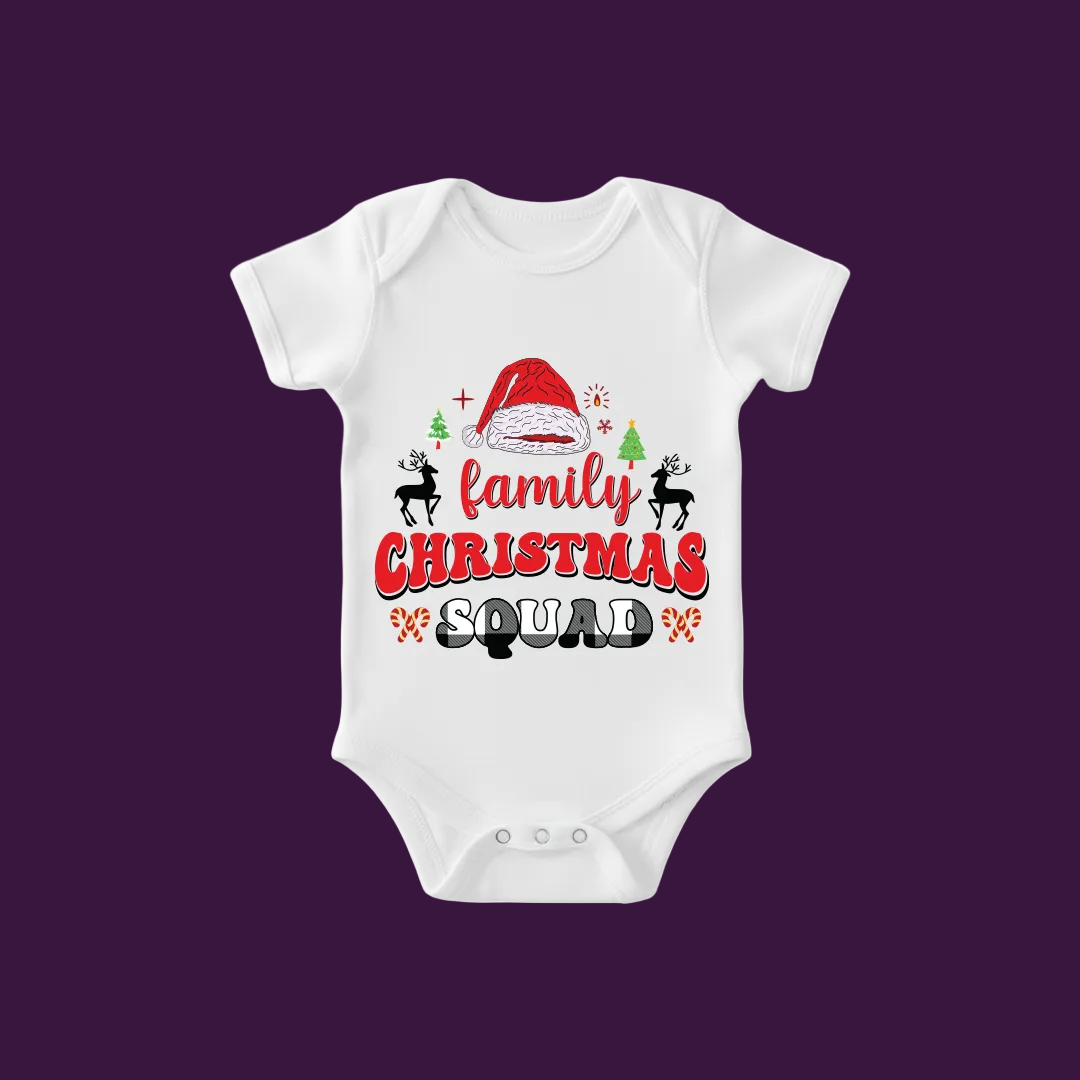 Matching Family Christmas Squad T Shirts - Custom Red Xmas Crew Outfits for Mom, Dad, Kids, Baby