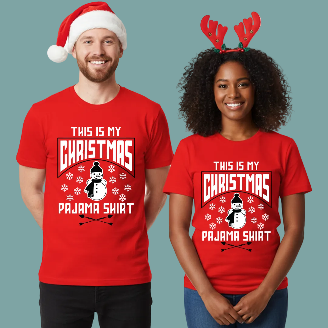 Family Matching  Christmas Pajama Shirts with Snowman Graphic Tees