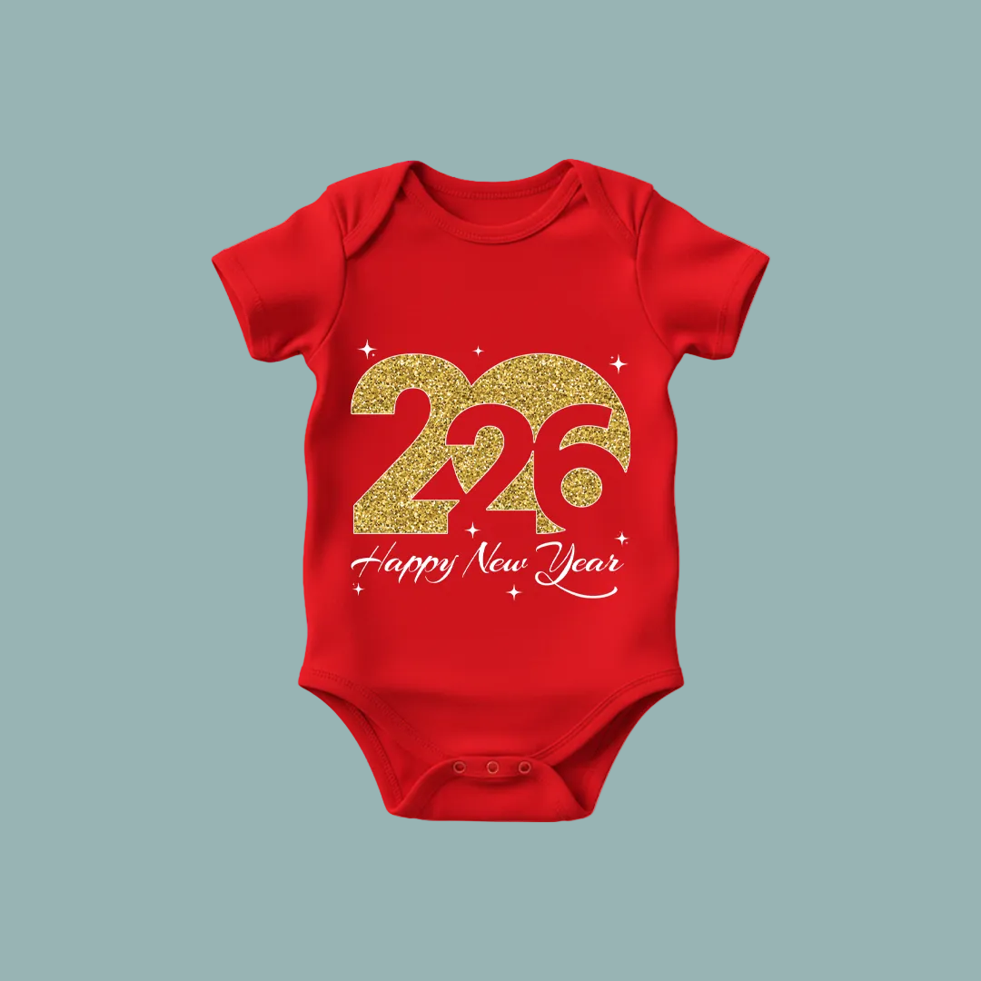 Matching Family New Year 2026 T-Shirts | Gold Glitter Year Graphic Tees | Custom New Year’s Eve Party T-shirts for Rompers, Kids and Adults