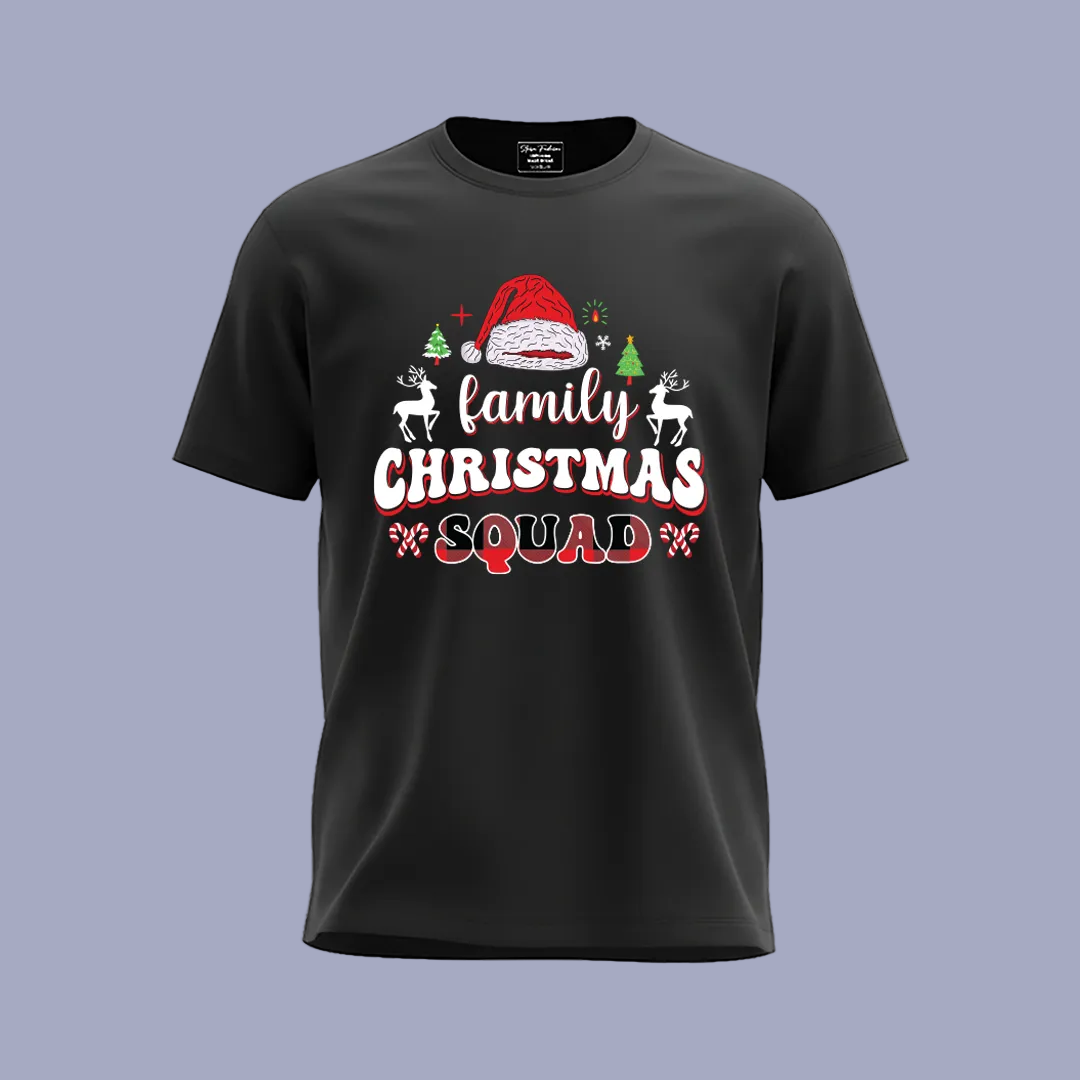 Matching Family Christmas Squad T Shirts - Custom Red Xmas Crew Outfits for Mom, Dad, Kids, Baby