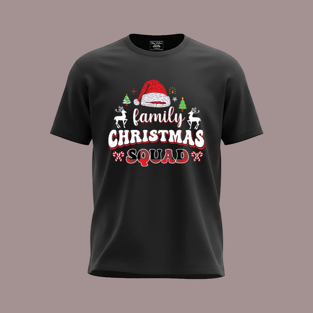 Matching Family Christmas Squad T Shirts - Custom Red Xmas Crew Outfits for Mom, Dad, Kids, Baby