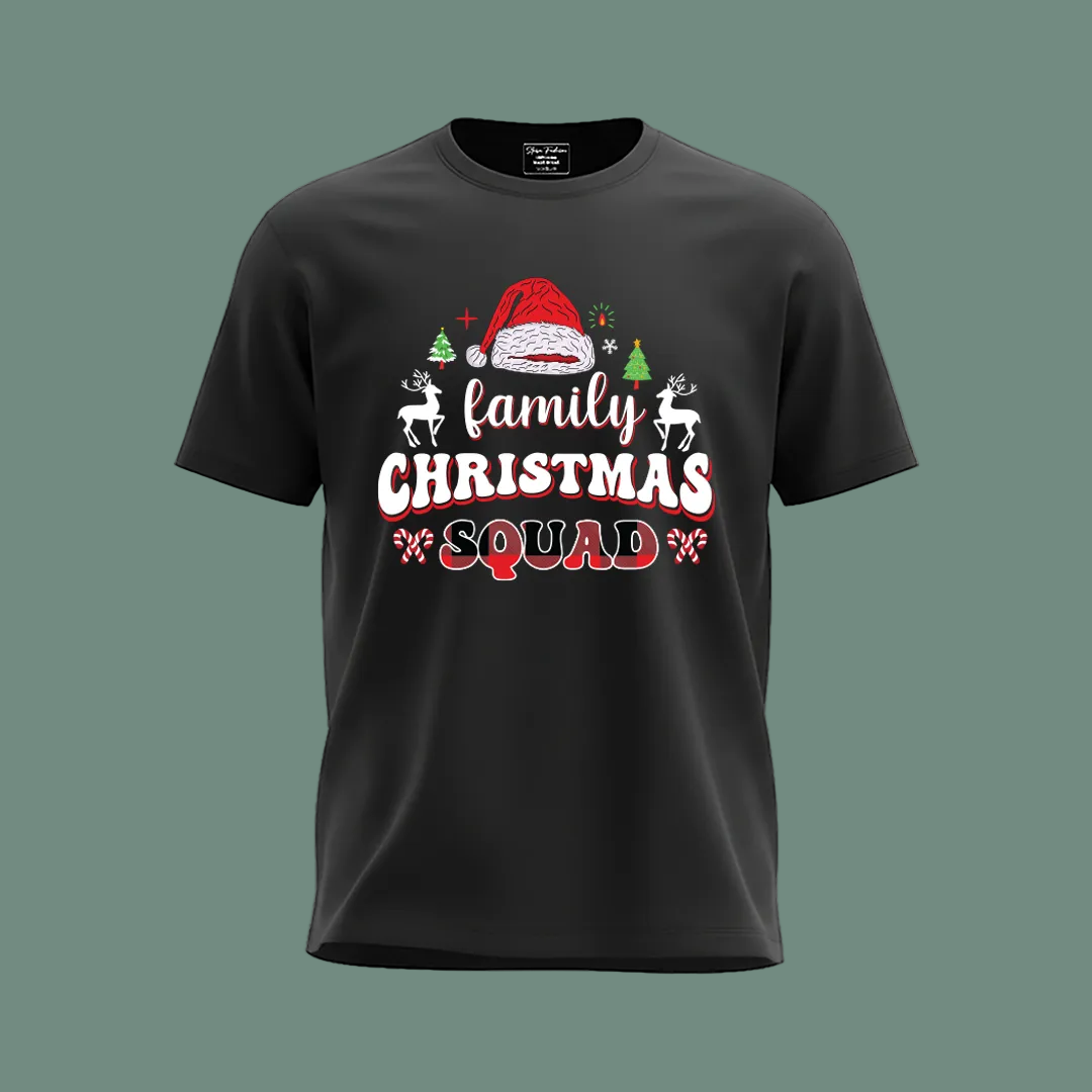 Matching Family Christmas Squad T Shirts - Custom Red Xmas Crew Outfits for Mom, Dad, Kids, Baby