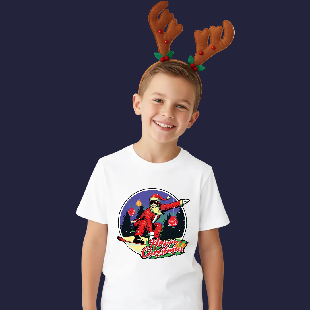 Matching Family Christmas T-Shirts, Surfing Santa Claus, Cool Graphic Tee, Holiday Family Photo Outfit Set, Funny Christmas Shirt, Mom Dad Kids Toddler Apparel, Merry Christmas