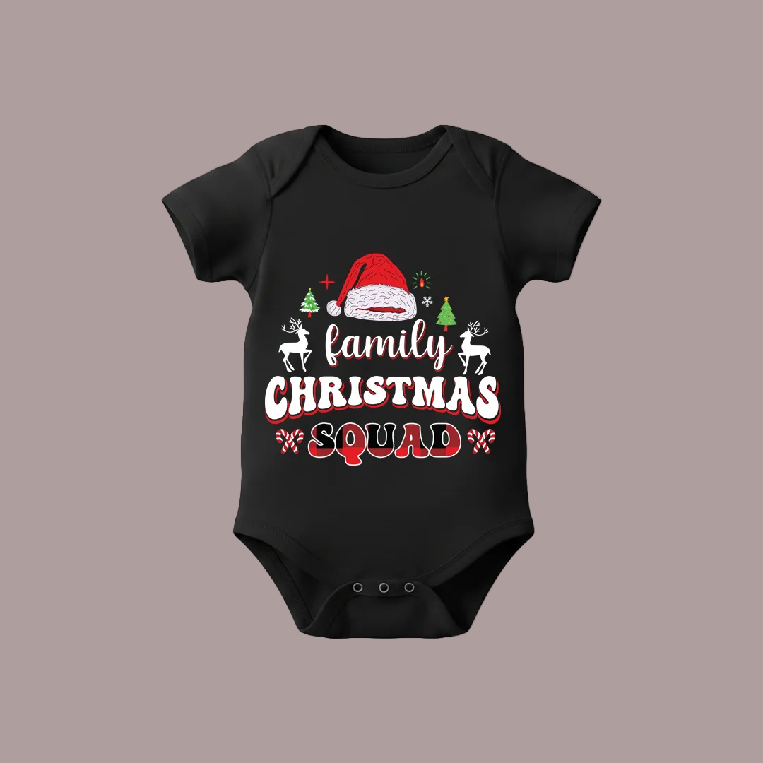 Matching Family Christmas Squad T Shirts - Custom Red Xmas Crew Outfits for Mom, Dad, Kids, Baby