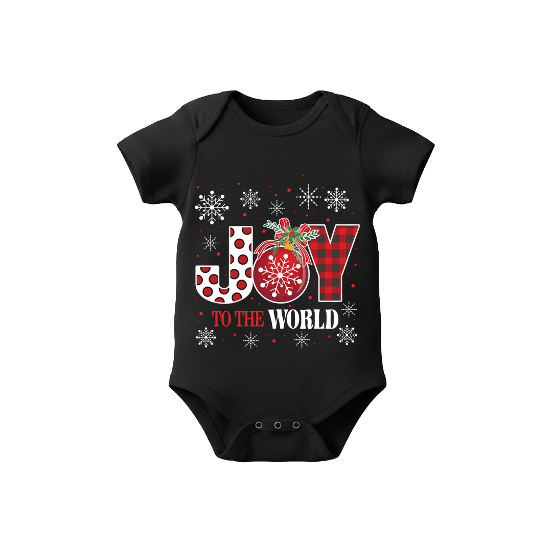 Matching Family Christmas T-Shirts, Joy to the World Graphic Tees, White Plaid Snowflake Holiday Outfit Set, Family Picture Apparel, Mom Dad Kids Toddler