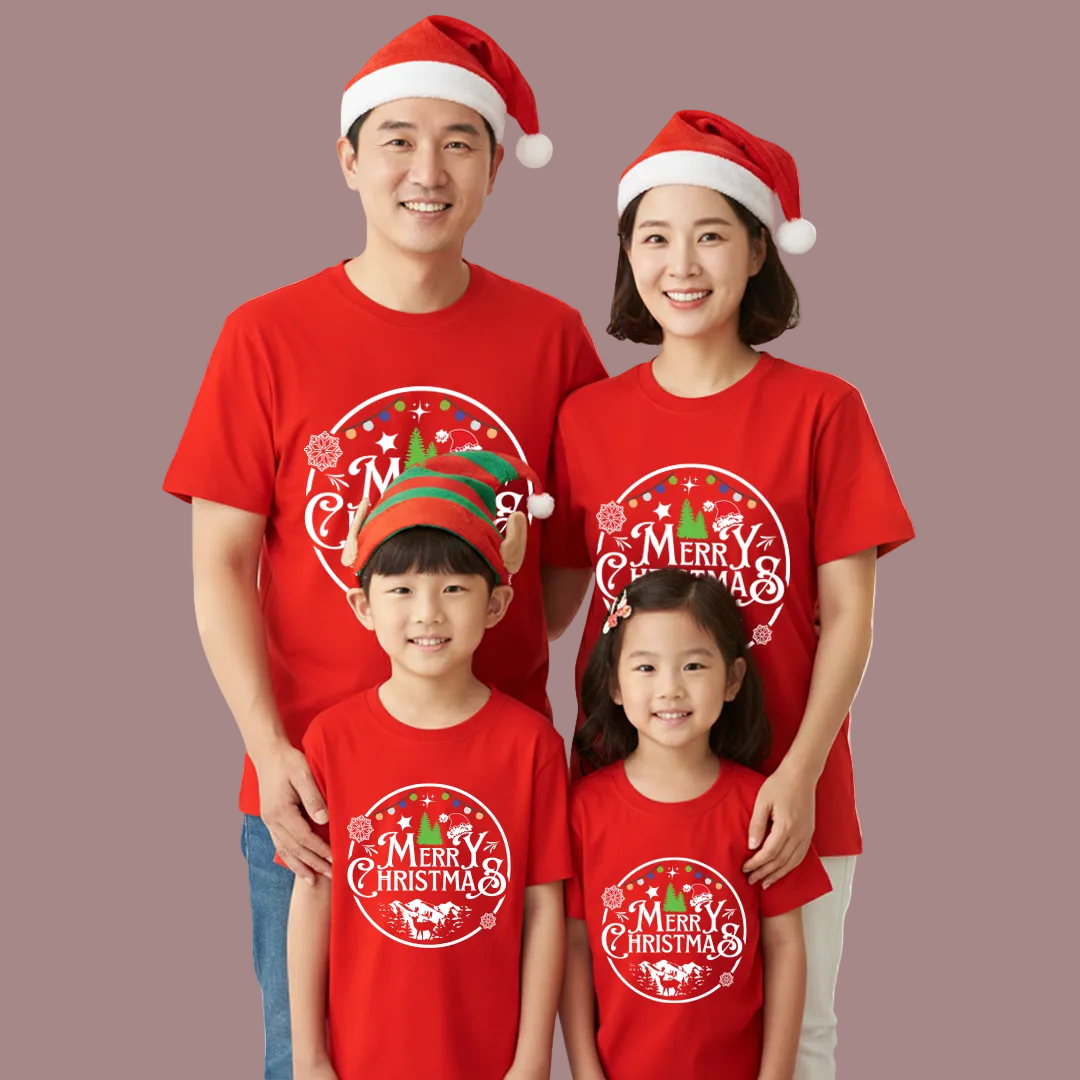 Festive Red & White 'Merry Christmas' Family T-Shirts | Holiday Wear & Gifts