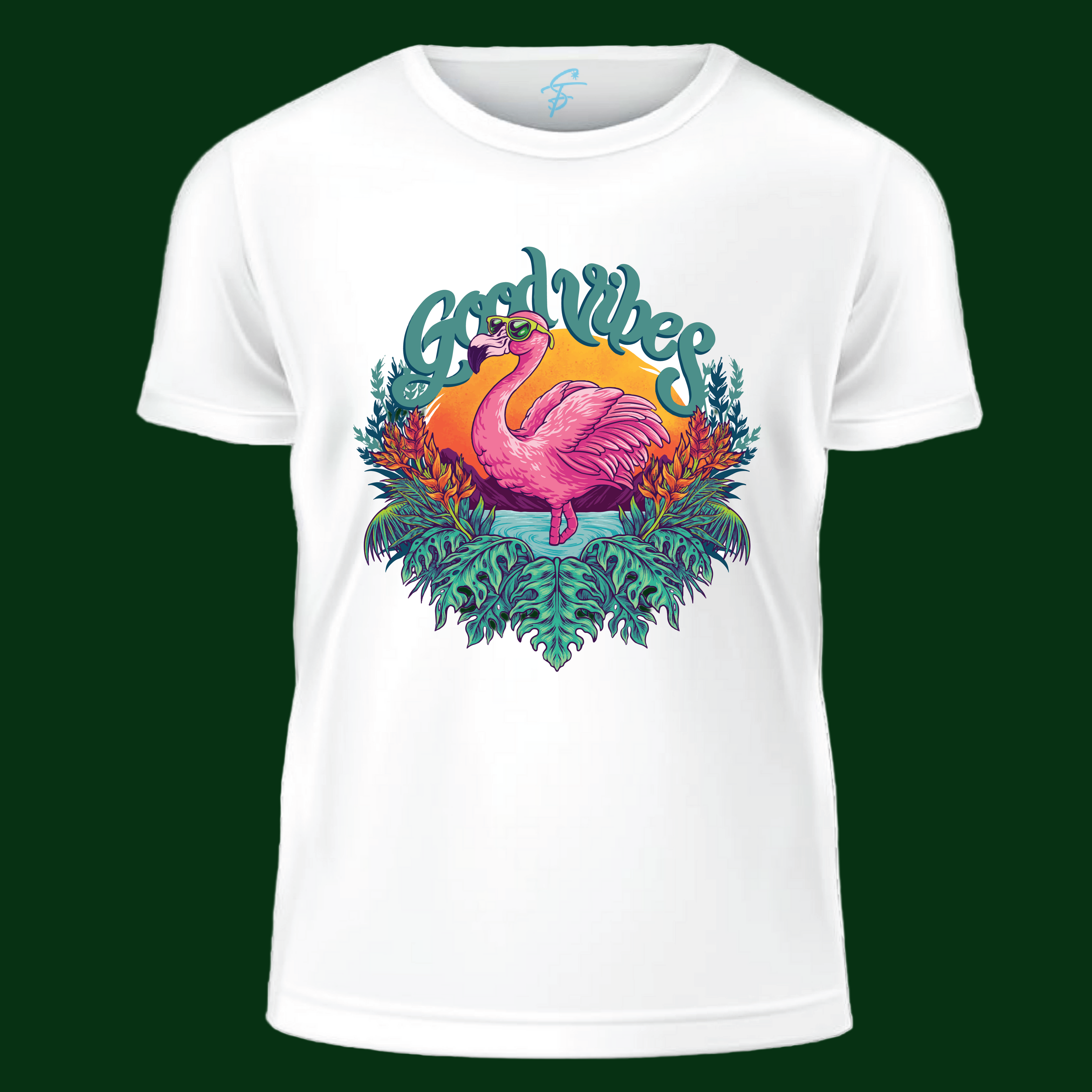Good Vibes Flamingo T-Shirt  Summer Beach Aesthetic Graphic Tee  for Men & Women