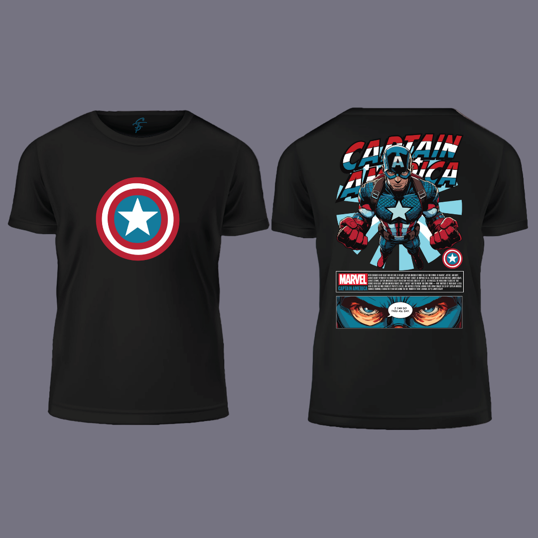 Captain America Shield  T-Shirt for Men & Women  Marvel Superhero Graphic Tee,  Comic Book Style Casual Cotton Top