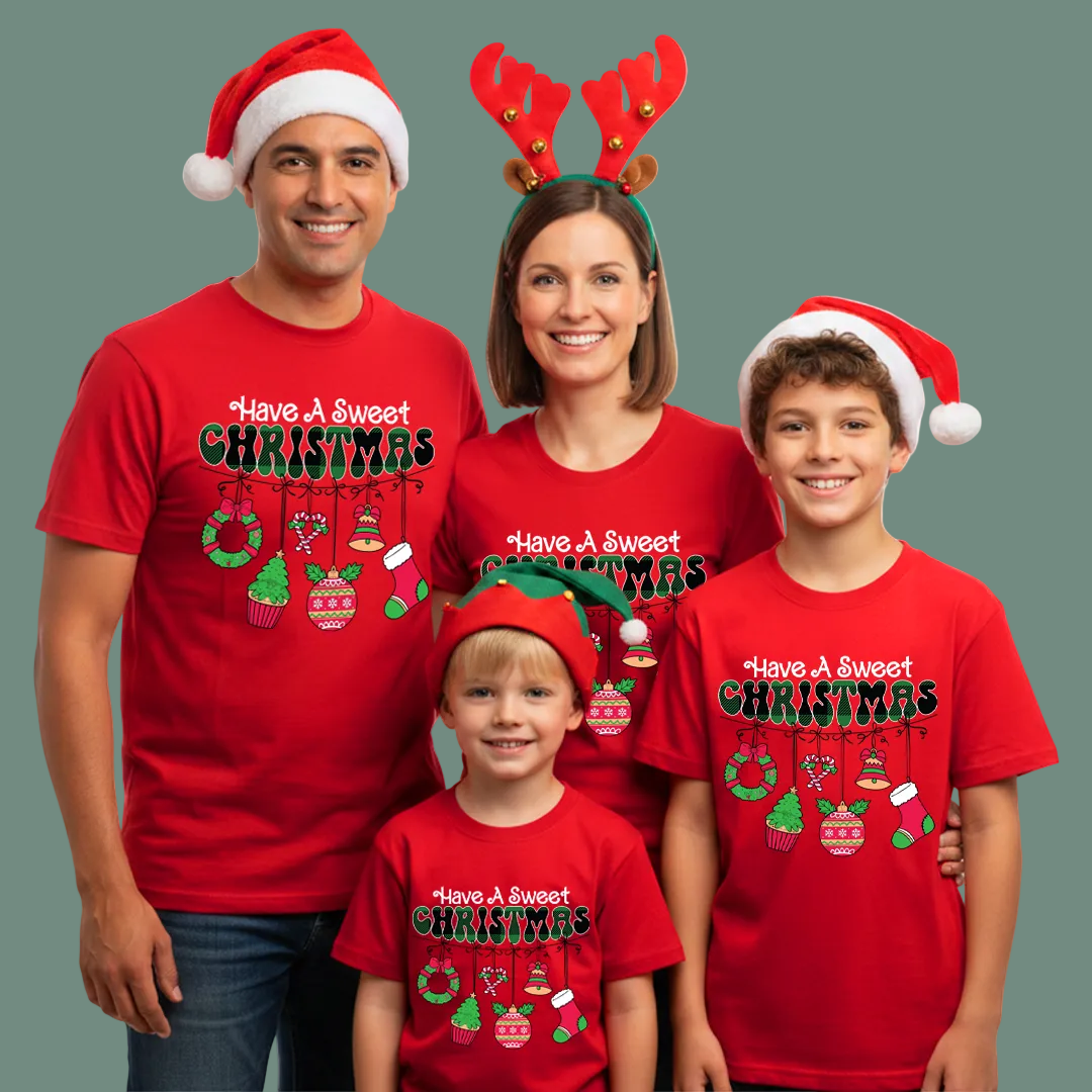 Personalized Family Christmas Shirts | Matching Christmas Crew T Shirts for Holiday Photo | Custom Xmas Pajamas Tee |