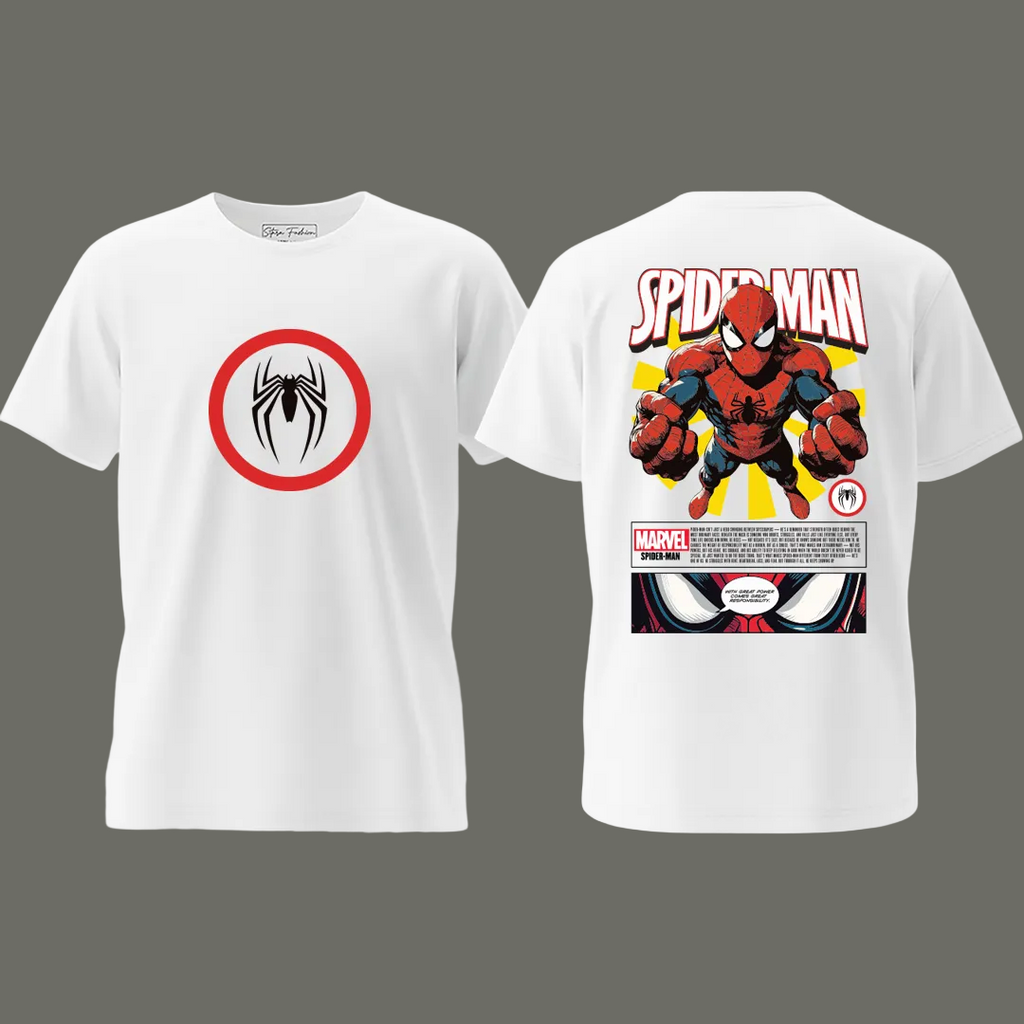 Marvel Spider-Man Unisex Graphic T-Shirt - Front & Back Comic Print - Cotton Tee