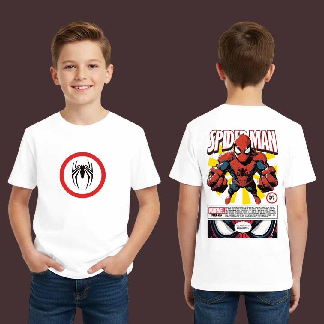 Marvel Spider-Man Unisex Graphic T-Shirt - Front & Back Comic Print - Cotton Tee