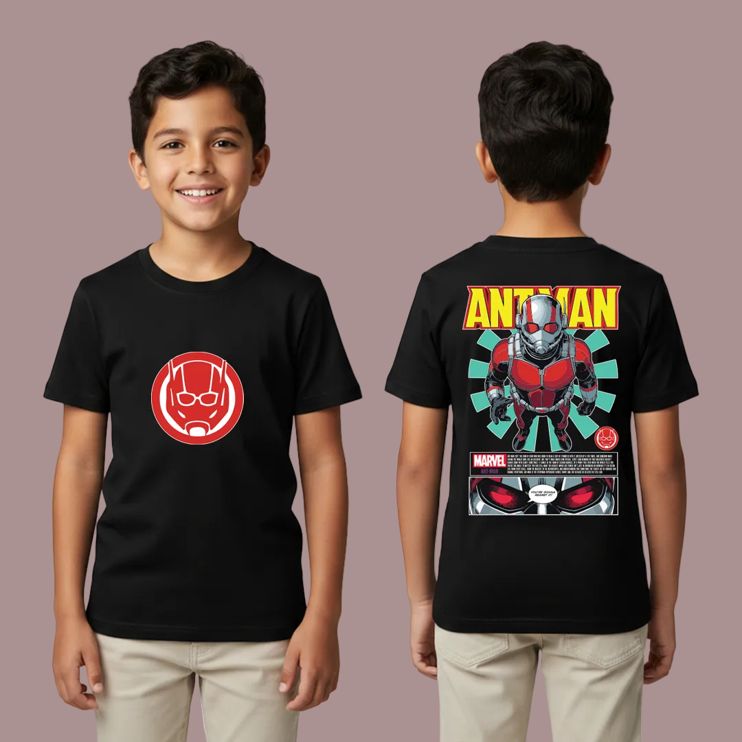 Marvel Ant-Man Graphic T-Shirt - Cotton Tees with Front Logo & Back Comic Art Print - Unisex Short Sleeve
