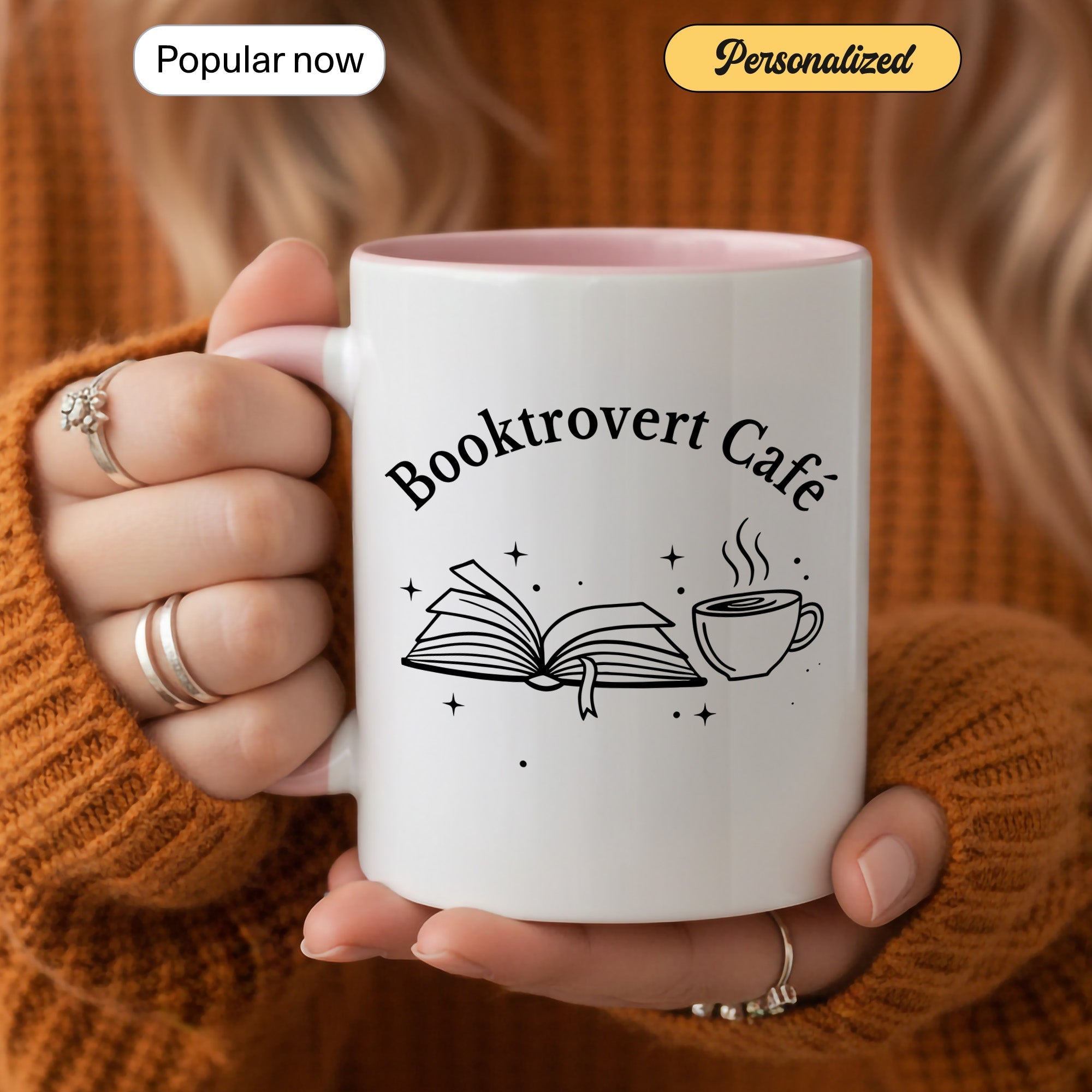 Booktrovert Cafe Mug – Book Lover Coffee Cup – Introvert Reader Gift – Multi Color Ringer Mug 11oz 15oz |mug 102