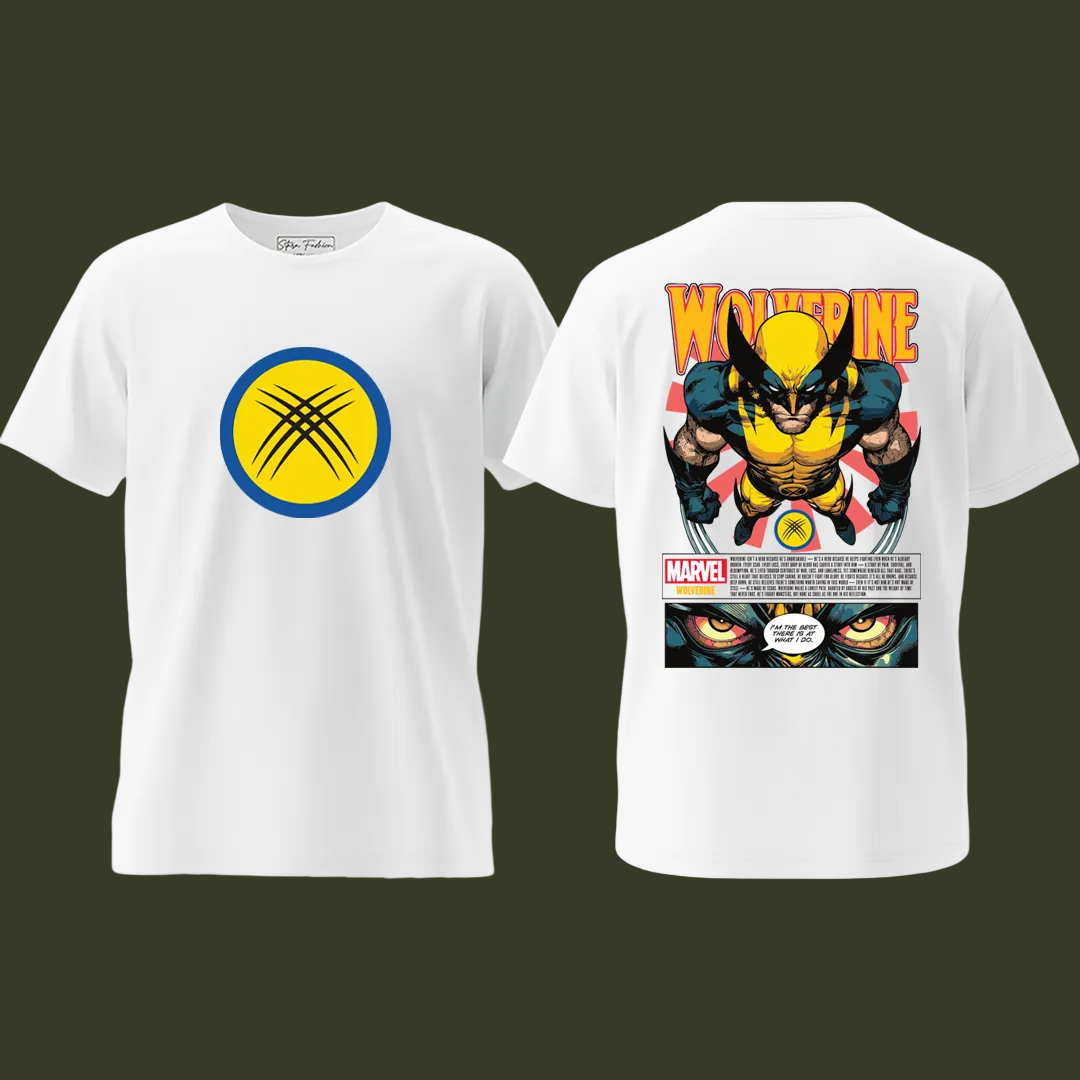 Marvel X-Men Wolverine  T-Shirt - Unique Logan Claw Logo Tees - Superhero Fan Merchandise - High Quality Dual Print Comic Shirt
