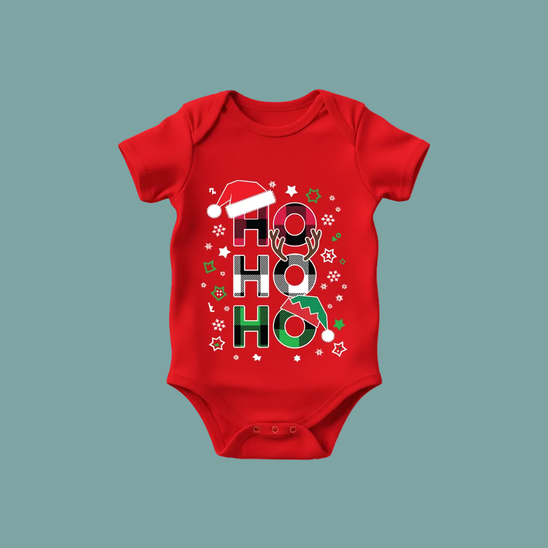 Red "Ho Ho Ho" Plaid Letter Christmas T-Shirts | Festive Family Matching Holiday Tees