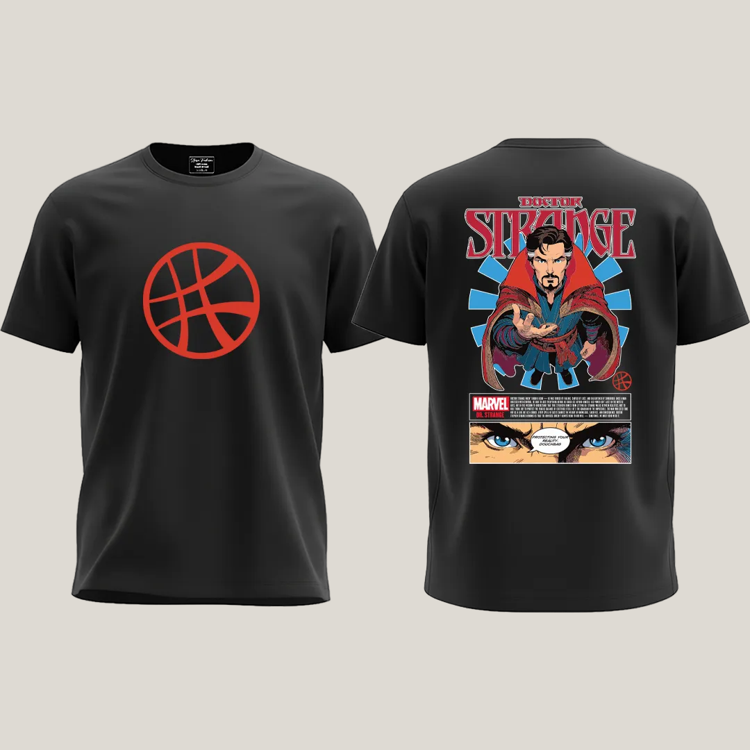 Doctor Strange Marvel Graphic T-Shirt - Seal of Vishanti Front & Comic Back Print - Premium Cotton Streetwear