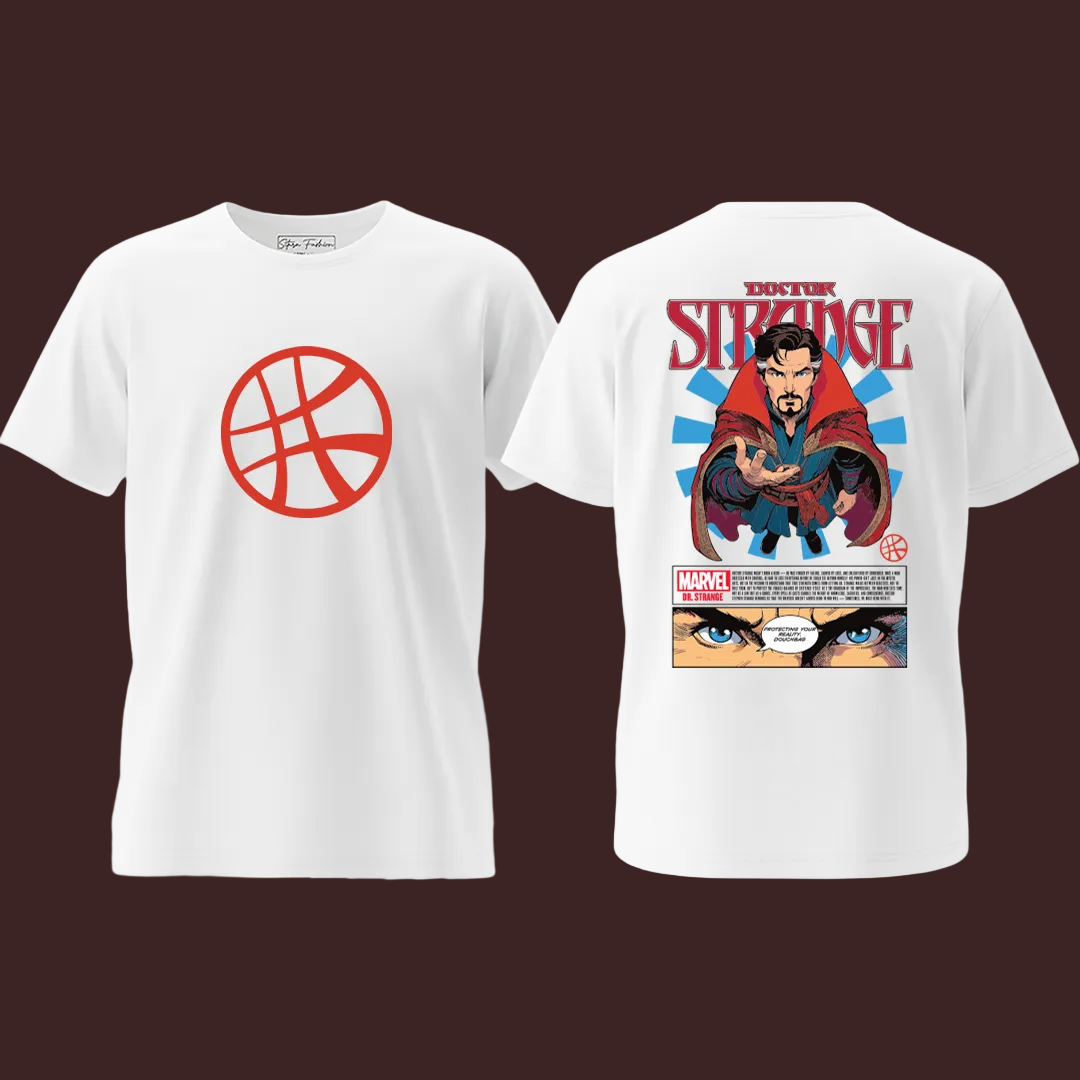 Doctor Strange Marvel Graphic T-Shirt - Seal of Vishanti Front & Comic Back Print - Premium Cotton Streetwear
