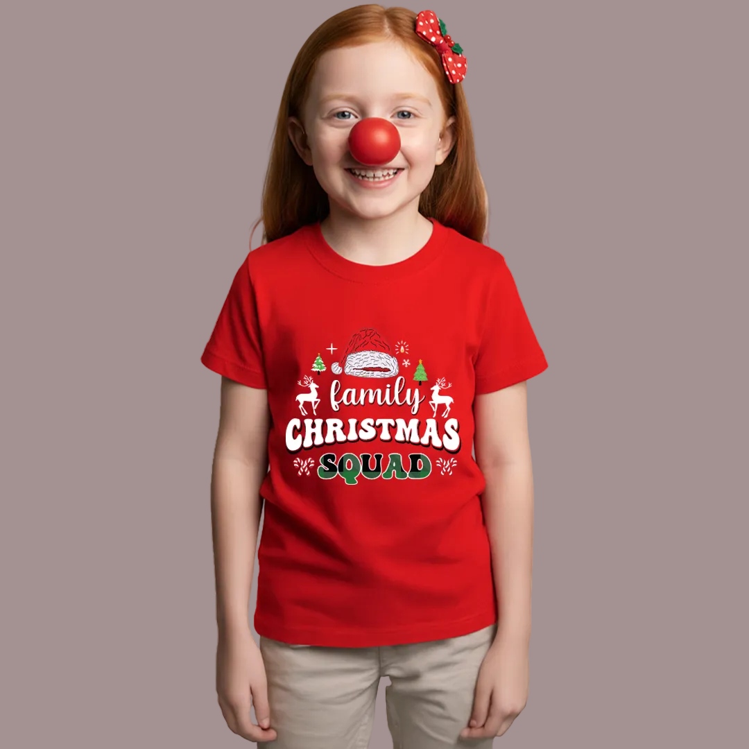Matching Family Christmas Squad T Shirts - Custom Red Xmas Crew Outfits for Mom, Dad, Kids, Baby