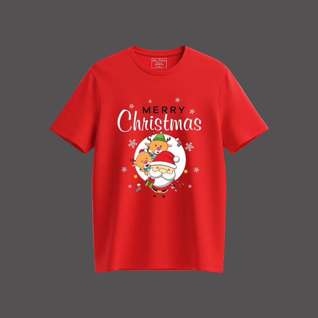 Youth Holiday Photo T-Shirt  Merry Christmas Santa Graphic  Unisex Casual Kids Wear
