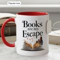 Books Are My Escape Mug – Book Lover Coffee Cup – Cozy Reading Gift – Fall Aesthetic Mug – 11oz 15oz Ringer Mug | Mug 137