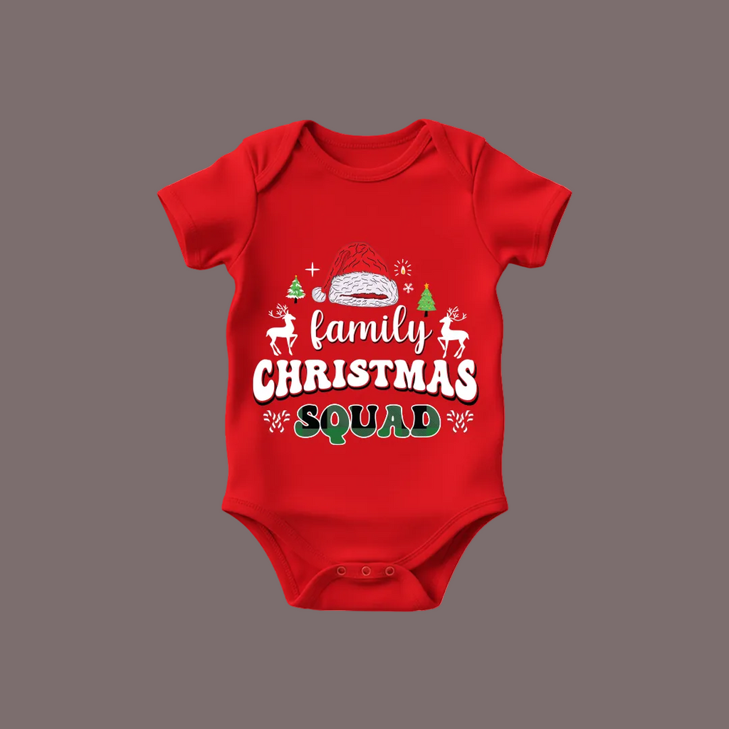 Matching Family Christmas Squad T Shirts - Custom Red Xmas Crew Outfits for Mom, Dad, Kids, Baby