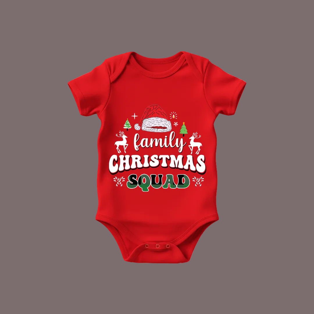Matching Family Christmas Squad T Shirts - Custom Red Xmas Crew Outfits for Mom, Dad, Kids, Baby