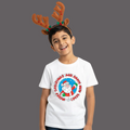 Red Merry Christmas and Happy New Year Santa Graphic T-Shirt | Holiday Reindeer Headband Tee | Boys/Girls Xmas Party Outfit