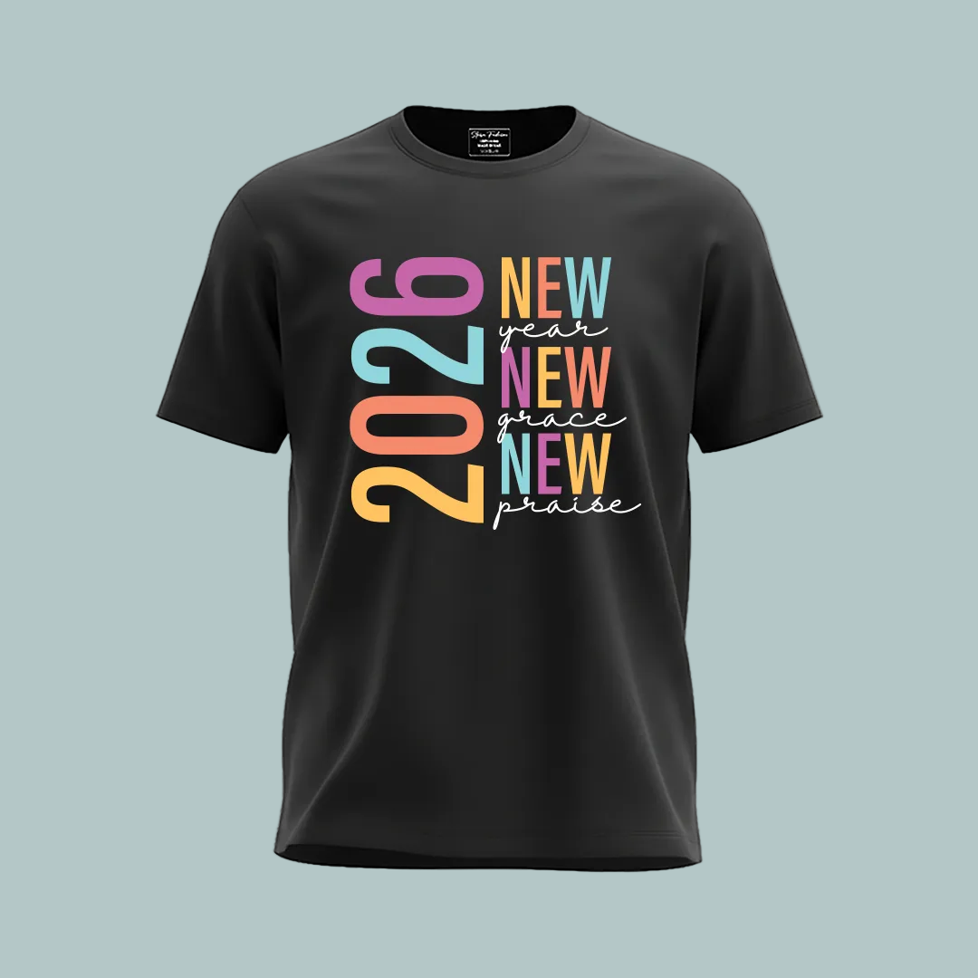 New Year New Grace New Praise 2026 Collection: Custom Family Matching T-Shirts for New Year’s Day - Faith-Based Graphic Tees for Adults, Toddlers, and Infants