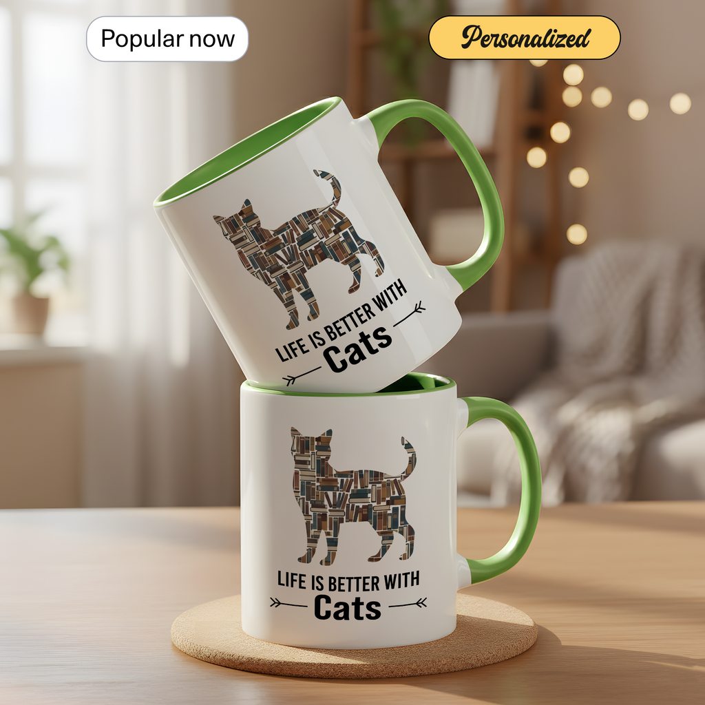 All I Need Is Coffee and Cats Mug – Cat Lover Coffee Cup – Funny Cat Mom Gift – 11oz 15oz Ringer Mug |Mug 142