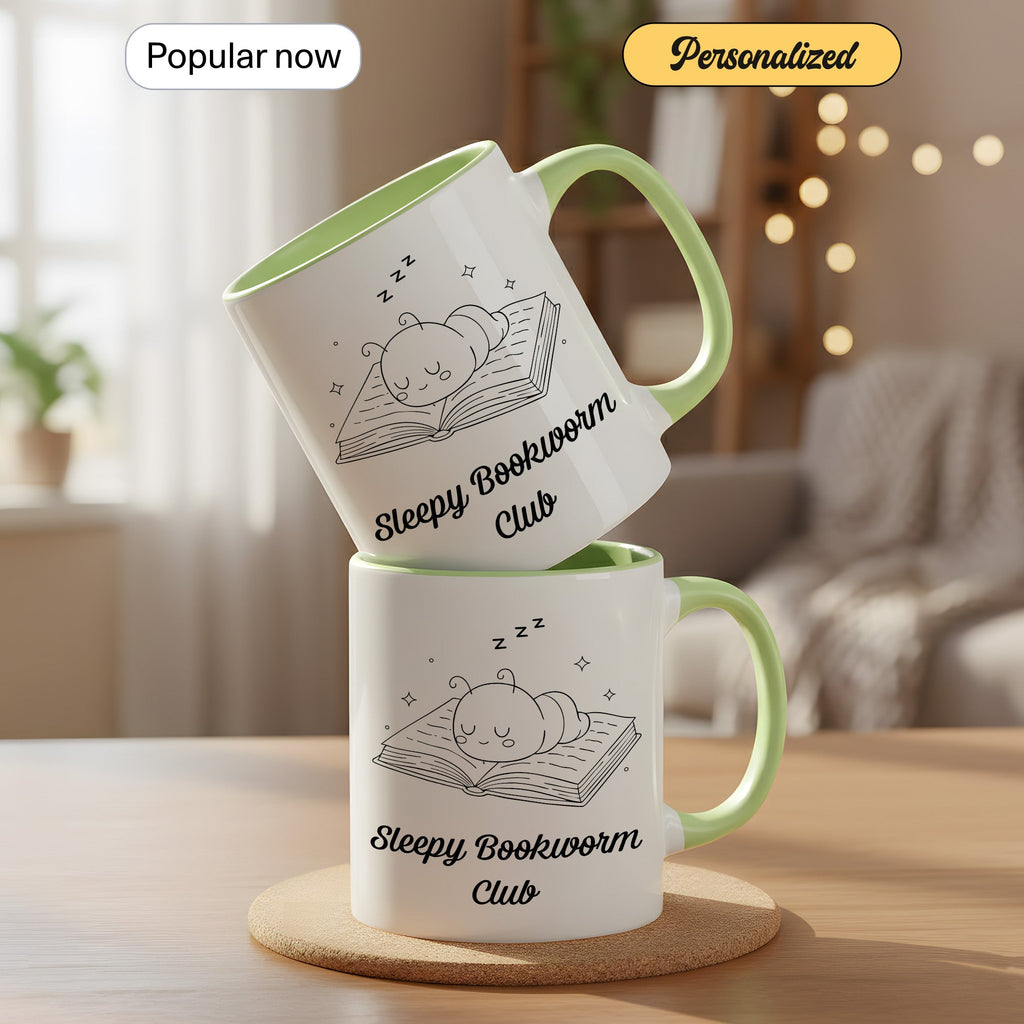 Sleepy Bookworm Club Mug – Cute Book Lover Coffee Cup – Cozy Reader Gift – Ringer Mug 11oz 15oz |mug 101