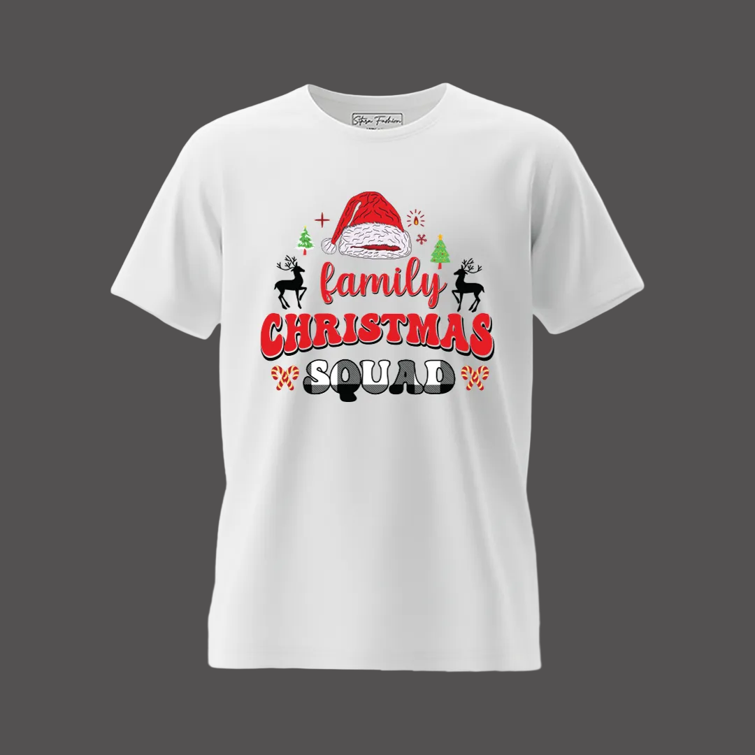 Matching Family Christmas Squad T Shirts - Custom Red Xmas Crew Outfits for Mom, Dad, Kids, Baby