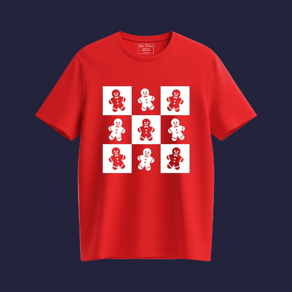 White & Red Gingerbread Checkerboard Family Shirts - Cute Holiday Matching Outfit