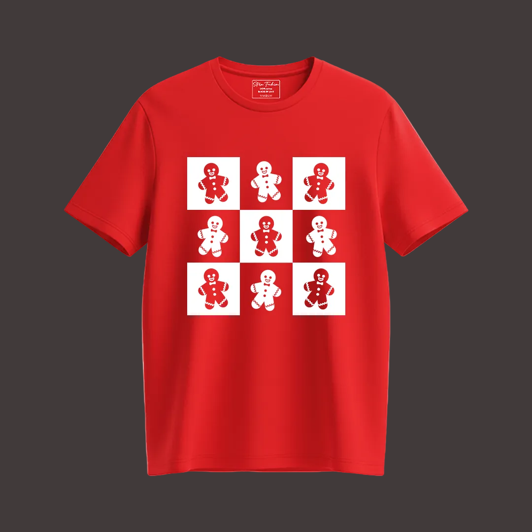 White & Red Gingerbread Checkerboard Family Shirts - Cute Holiday Matching Outfit