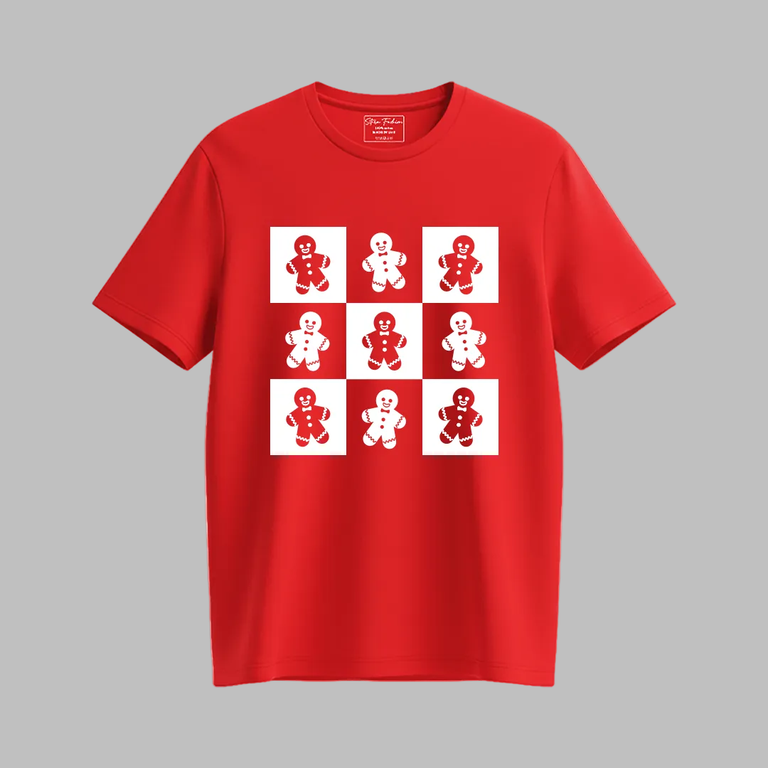 White & Red Gingerbread Checkerboard Family Shirts - Cute Holiday Matching Outfit